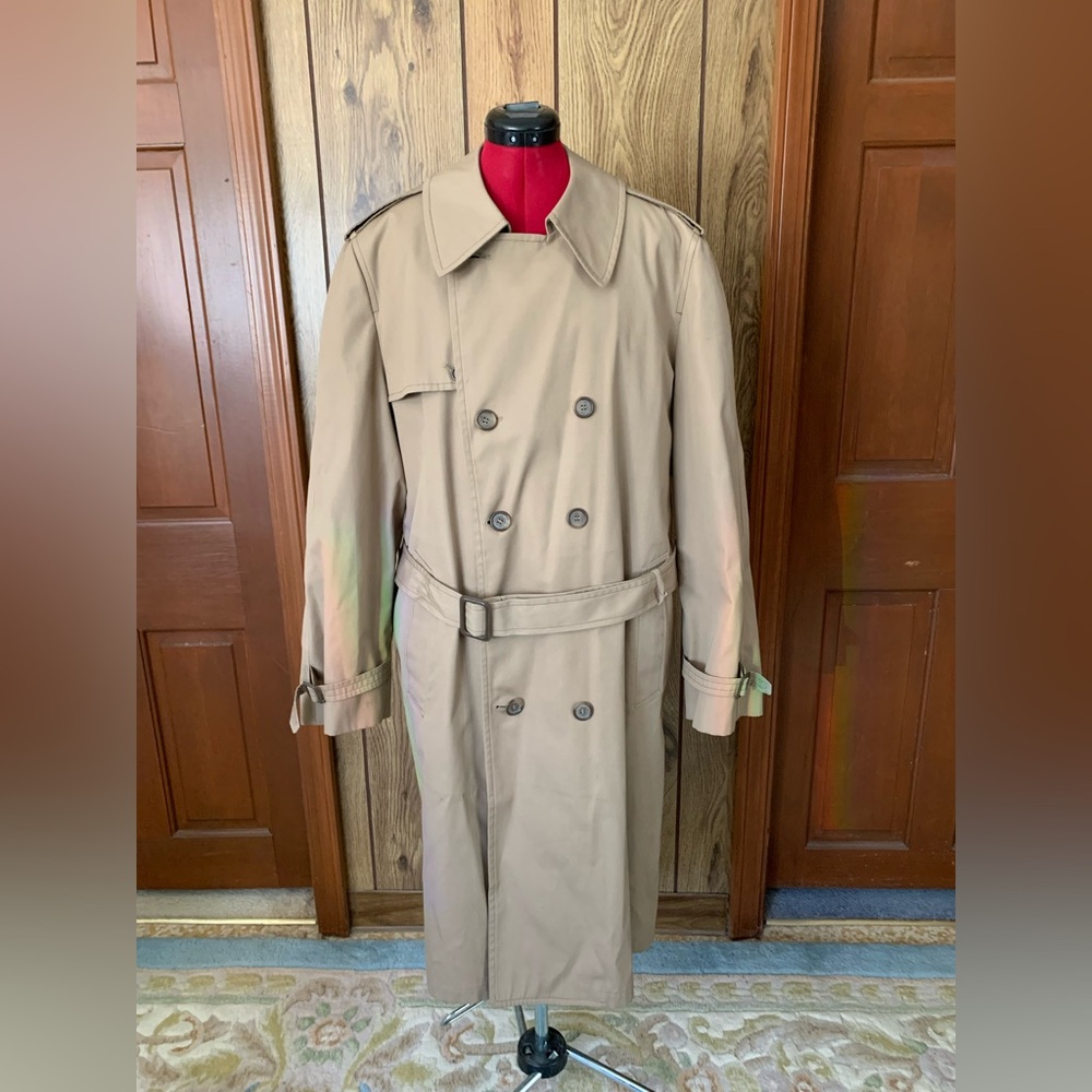 London Fog Beige Trench Coat Double-Breasted Belted Trench